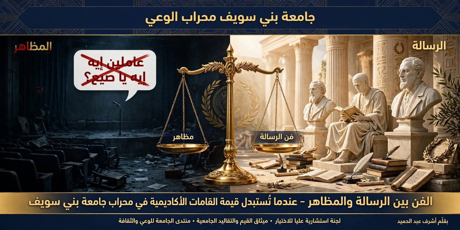 الفن بين الرسالة والمظاهر»: عندما تُستبدل قيمة القامات الأكاديمية والفنية في محراب جامعة بني سويف 